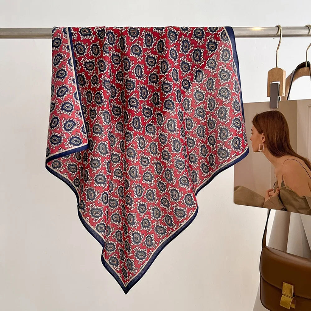 Spring/Summer 70cm Cashew Print Square Scarf Women’s Breathable Imitation Silk Bandanna Luxury Female Neckerchief Fashion Hijab Quick Pick Grocers